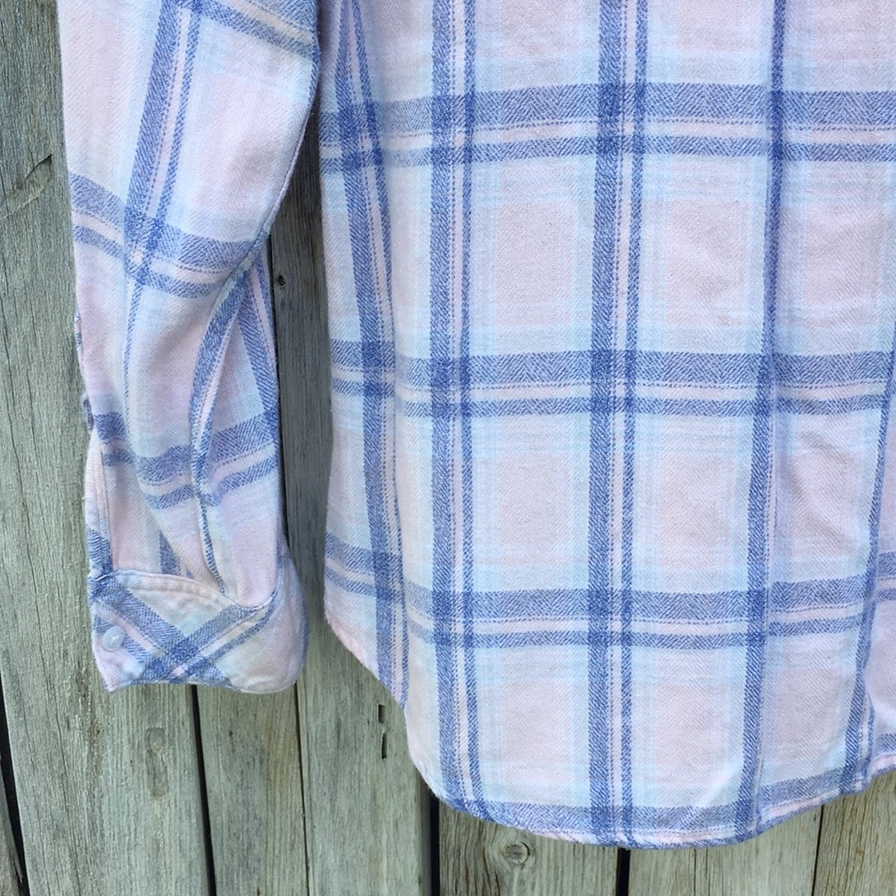 Rails Hunter Plaid Flannel Shirt Rayon Pink Blue S - Picture 12 of 16